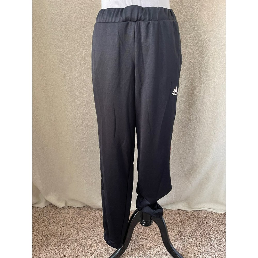 Adidas Black Side Triple Striped Zip Bottom Track/Warm-Up Pants